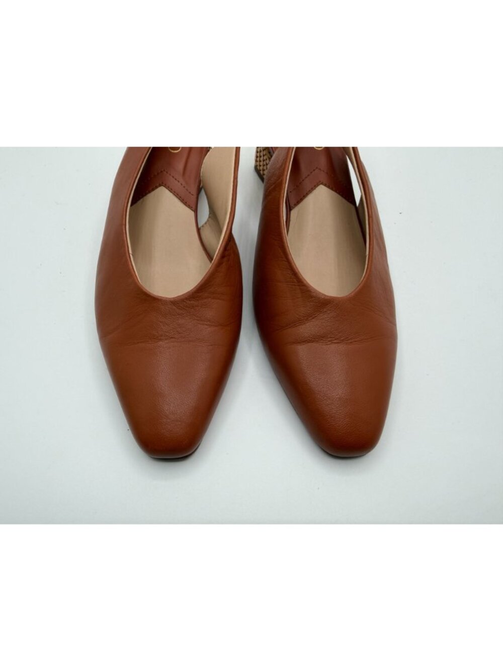 Franco Sarto Jonia Low Heel Brown Leather Slingback Pump Women Size 6.5M Career - Picture 5 of 16